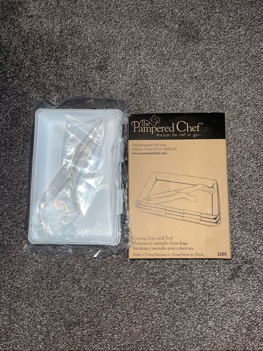 The Pampered Chef White Coating Trays with Tool Set